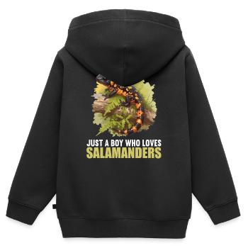 Salamandre de feu Salamandre - Sweat Premium à capuche zippé enfant bio - noir - Dos - AI Model Kid Male (0cm)
