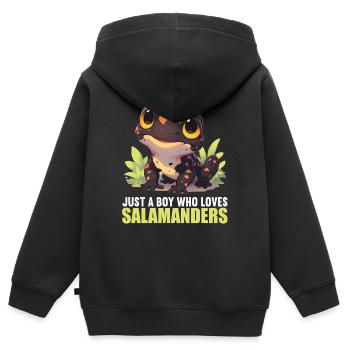 Salamandre de feu Salamandre - Sweat Premium à capuche zippé enfant bio - noir - Dos - AI Model Kid Male (0cm)