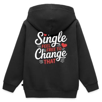 Single Sprüche Singles Lustiges Single Geschenk - Kinder Premium Organic Zip Hoodie - Schwarz - Hinten - AI Model Kid Male (0cm)