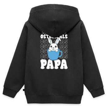 Osterhase im Becher Papa - Kinder Premium Organic Zip Hoodie - Schwarz - Hinten - AI Model Kid Male (0cm)