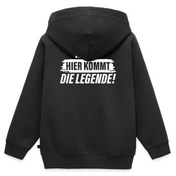 Noah – voici la légende ! - Sweat Premium à capuche zippé enfant bio - noir - Dos - AI Model Kid Male (0cm)