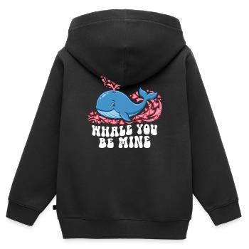 Wal, du bist mein süßes Ozeantier, Valentinstag, Wortspiel - Kinder Premium Organic Zip Hoodie - Schwarz - Hinten - AI Model Kid Male (0cm)
