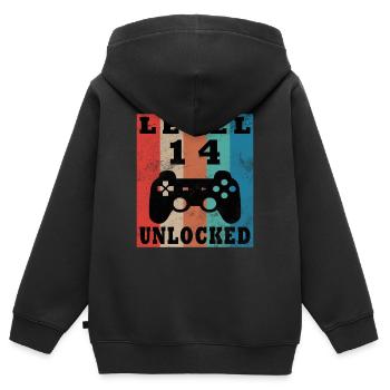 Level 14 Freigeschaltet Gamepad - Kinder Premium Organic Zip Hoodie - Schwarz - Hinten - AI Model Kid Male (0cm)
