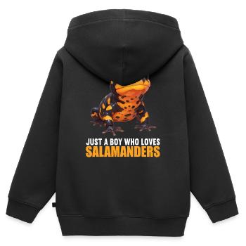 Salamandre de feu Salamandre - Sweat Premium à capuche zippé enfant bio - noir - Dos - AI Model Kid Male (0cm)