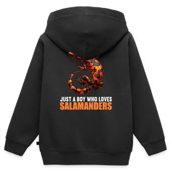 Salamandre de feu Salamandre - Sweat Premium à capuche zippé enfant bio - noir - Dos - AI Model Kid Male (0cm)