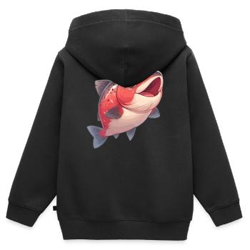 Saumon Saumon - Sweat Premium à capuche zippé enfant bio - noir - Dos - AI Model Kid Male (0cm)