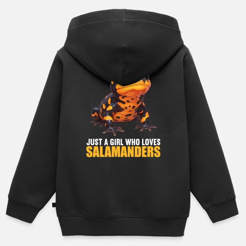 Salamandre de feu Salamandre - Sweat Premium à capuche zippé enfant bio - noir