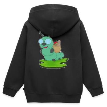 Raupe Lebensmittel - Kinder Premium Organic Zip Hoodie - Schwarz - Hinten - AI Model Kid Male (0cm)