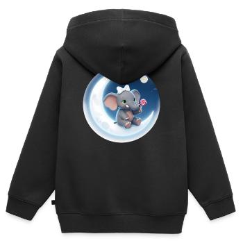 Moon Kiss Elephant with Lollipop - Kids Premium Organic Zip-up Hoodie - black - Back - AI Model Kid Male (0cm)
