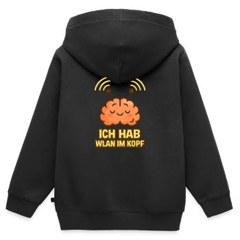 Free Wifi - Freies WLAN - Kinder Premium Organic Zip Hoodie - Schwarz - Hinten - AI Model Kid Male (0cm)