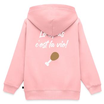 Le Gras C'est La Vie ! Design Karadoc Kaamelot - Sweat Premium à capuche zippé enfant bio - rose - Dos - AI Model Kid Female (0cm)