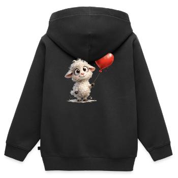 Lamm mit Herzballon - Kinder Premium Organic Zip Hoodie - Schwarz - Hinten - AI Model Kid Male (0cm)