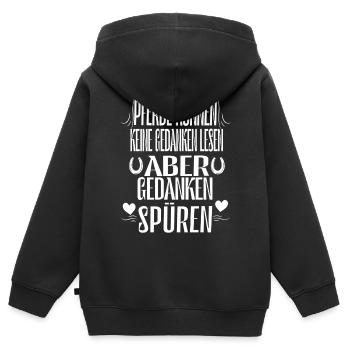 Pferde können keine Gedanken lesen aber Gedanken s - Kinder Premium Organic Zip Hoodie - Schwarz - Hinten - AI Model Kid Male (0cm)