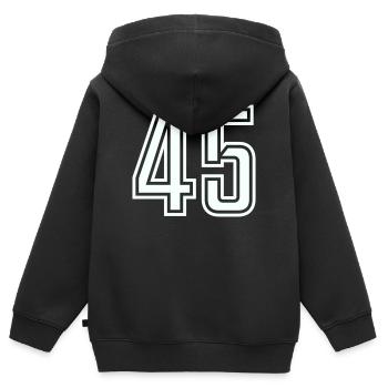 45 - Sweat Premium à capuche zippé enfant bio - noir - Dos - AI Model Kid Male (0cm)