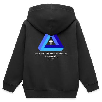 For with God nothing shall be impossible. Luke - Kinder Premium Organic Zip Hoodie - Schwarz - Hinten - AI Model Kid Male (0cm)