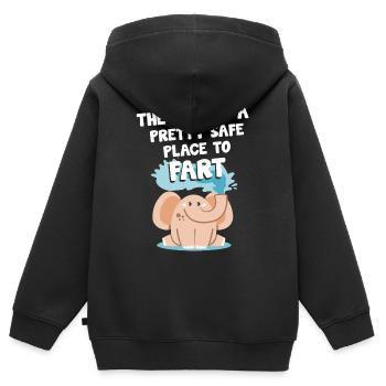 Safari Afrique Savane Éléphant de savane - Sweat Premium à capuche zippé enfant bio - noir - Dos - AI Model Kid Male (0cm)