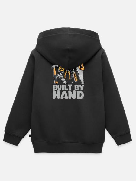 Built by Hand – Werkzeug Illustration - Kinder Premium Organic Zip Hoodie - Schwarz