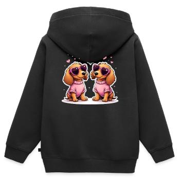 Dackel teckel teckel tekel - Sweat Premium à capuche zippé enfant bio - noir - Dos - AI Model Kid Male (0cm)