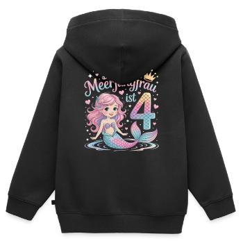 Diese Meerjungfrau Ist 4 Mädchen 4. Geburtstag - Kinder Premium Organic Zip Hoodie - Schwarz - Hinten - AI Model Kid Male (0cm)