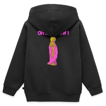 Oh My Glow Vierge Marie Auréole Or - Sweat Premium à capuche zippé enfant bio - noir - Dos - AI Model Kid Male (0cm)