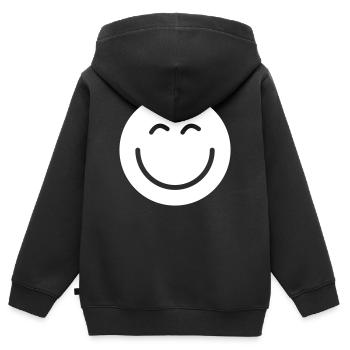 Smiley lächle gute Laune - Kinder Premium Organic Zip Hoodie - Schwarz - Hinten - AI Model Kid Male (0cm)