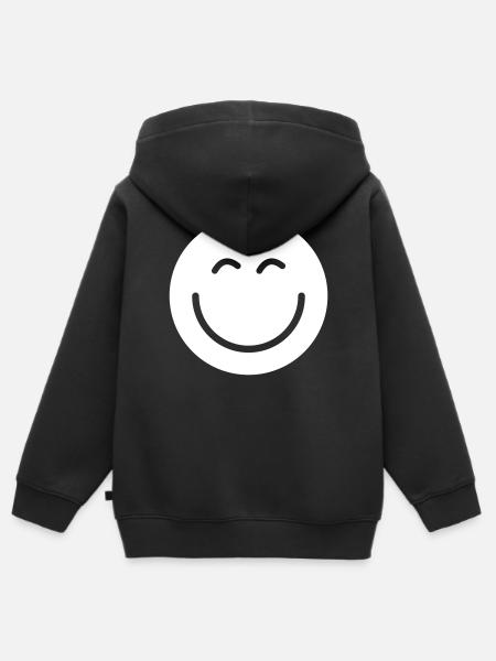 Smiley lächle gute Laune - Kinder Premium Organic Zip Hoodie - Schwarz