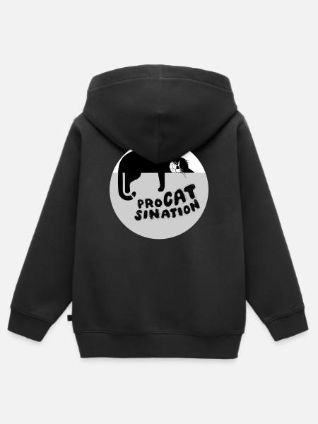 Typ-o-Cat #87 ProCATsination - Kinder Premium Organic Zip Hoodie - Schwarz