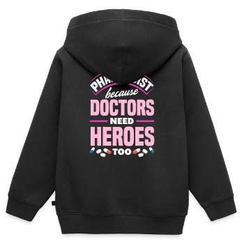 Apotheker Ärzte Brauchen Helden Pharmazietechniker - Kinder Premium Organic Zip Hoodie - Schwarz - Hinten - AI Model Kid Male (0cm)