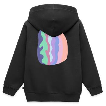 Pastel Wave Layers - Kids Premium Organic Zip-up Hoodie - black - Back - AI Model Kid Male (0cm)