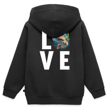 Saumon Saumon - Sweat Premium à capuche zippé enfant bio - noir - Dos - AI Model Kid Male (0cm)