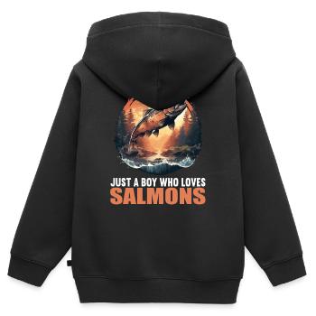 Saumon Saumon - Sweat Premium à capuche zippé enfant bio - noir - Dos - AI Model Kid Male (0cm)