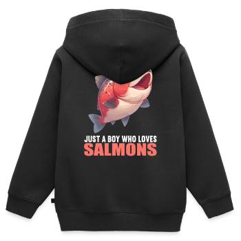 Saumon Saumon - Sweat Premium à capuche zippé enfant bio - noir - Dos - AI Model Kid Male (0cm)