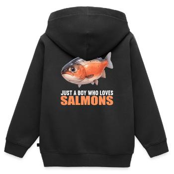 Saumon Saumon - Sweat Premium à capuche zippé enfant bio - noir - Dos - AI Model Kid Male (0cm)