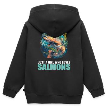 Saumon Saumon - Sweat Premium à capuche zippé enfant bio - noir - Dos - AI Model Kid Male (0cm)