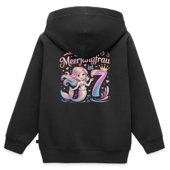 Cette sirène a 7 ans de filles - Sweat Premium à capuche zippé enfant bio - noir - Dos - AI Model Kid Male (0cm)