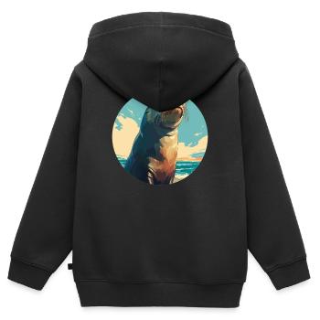 Seelöwen Seelöwe - Kinder Premium Organic Zip Hoodie - Schwarz - Hinten - AI Model Kid Male (0cm)