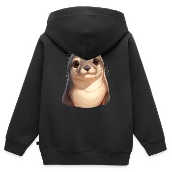 Seelöwen Seelöwe - Kinder Premium Organic Zip Hoodie - Schwarz - Hinten - AI Model Kid Male (0cm)