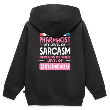 Mein Niveau Von Sarkasmus Apotheker - Kinder Premium Organic Zip Hoodie - Schwarz - Hinten - AI Model Kid Male (0cm)
