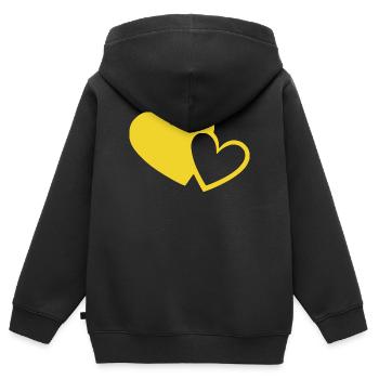 Cœur jaune motif de cœurs KBE jaune - Sweat Premium à capuche zippé enfant bio - noir - Dos - AI Model Kid Male (0cm)
