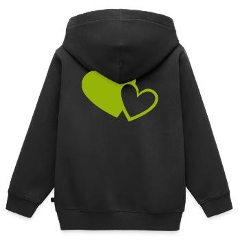 Cœur vert motif de cœurs verts - Sweat Premium à capuche zippé enfant bio - noir - Dos - AI Model Kid Male (0cm)