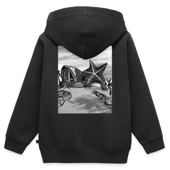 Starfish Dome Island Kunst - Kinder Premium Organic Zip Hoodie - Schwarz - Hinten - AI Model Kid Male (0cm)