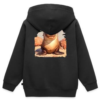 Seelöwen Seelöwe - Kinder Premium Organic Zip Hoodie - Schwarz - Hinten - AI Model Kid Male (0cm)