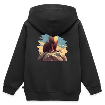 Seelöwen Seelöwe - Kinder Premium Organic Zip Hoodie - Schwarz - Hinten - AI Model Kid Male (0cm)
