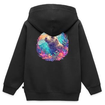 Seelöwen Seelöwe - Kinder Premium Organic Zip Hoodie - Schwarz - Hinten - AI Model Kid Male (0cm)
