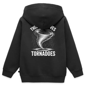 Dictons sur les tornades Tornades Drôle de cadeau de tornade - Sweat Premium à capuche zippé enfant bio - noir - Dos - AI Model Kid Male (0cm)