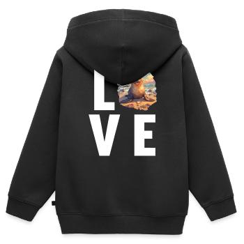 Seelöwen Seelöwe - Kinder Premium Organic Zip Hoodie - Schwarz - Hinten - AI Model Kid Male (0cm)