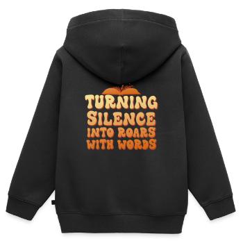 Stille in Brüllen verwandeln - Kinder Premium Organic Zip Hoodie - Schwarz - Hinten - AI Model Kid Male (0cm)
