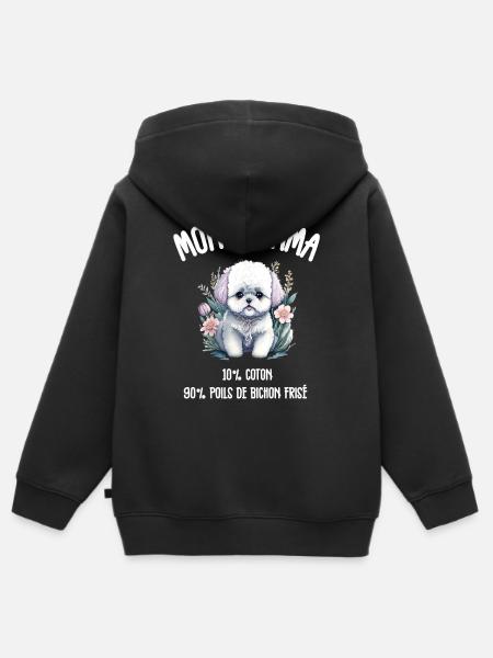Lustiger Hund Bichon-Schlafanzug - Kinder Premium Organic Zip Hoodie - Schwarz