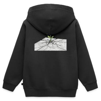 Keim des Lebens auf Rissen - Kinder Premium Organic Zip Hoodie - Schwarz - Hinten - AI Model Kid Male (0cm)