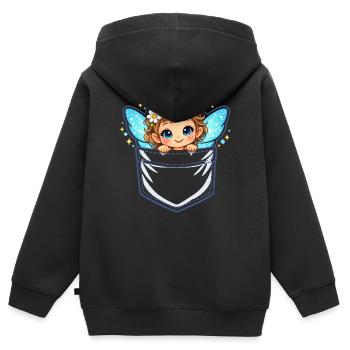 Engelchen Taschen-Portal - Kinder Premium Organic Zip Hoodie - Schwarz - Hinten - AI Model Kid Male (0cm)